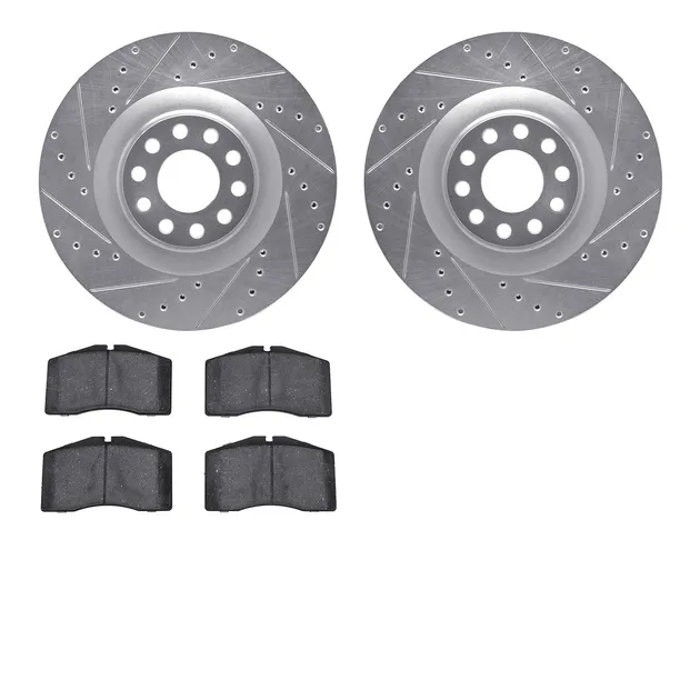 R1 Concepts WGYN1-73002 eLINE Rotor - Drilled & Slotted - Silver W/ Semi-Met Pads